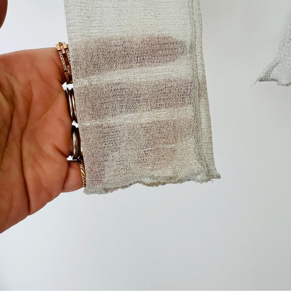 Zara | Metallic Thread Sheer Long Sleeve Top - Picture 3 of 8